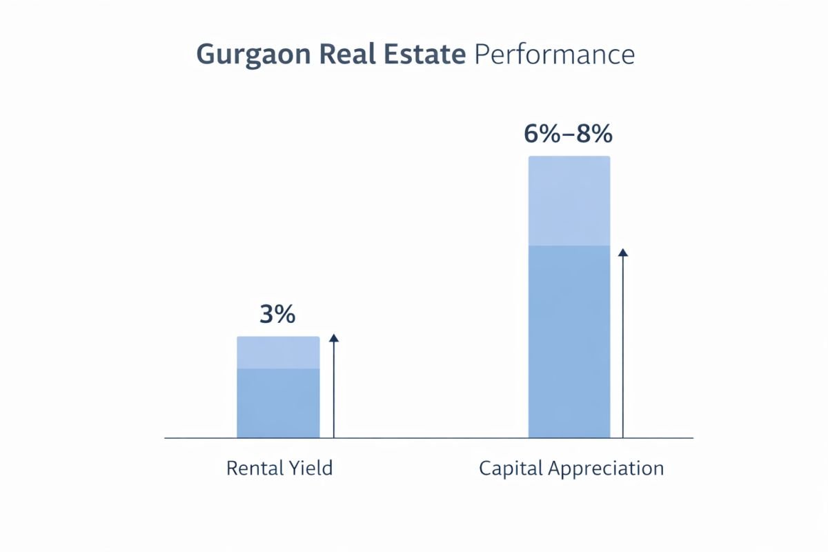 Sector 49 Gurgaon rental yield and price appreciation chart real estate investment infographic