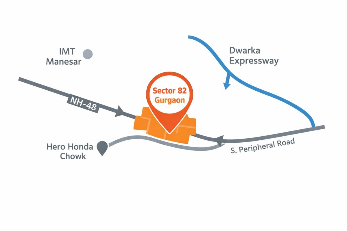 Sector 82 Gurgaon location map NH48 Dwarka Expressway IMT Manesar connectivity