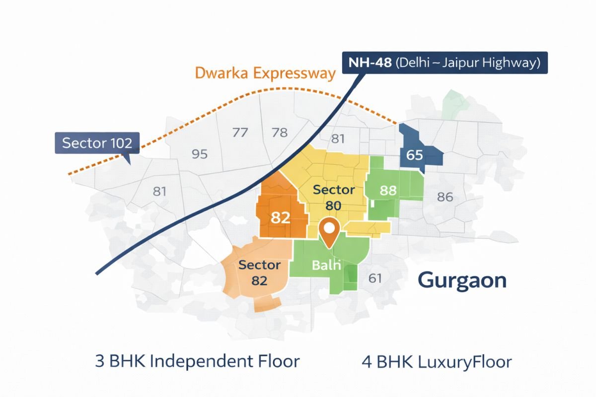Vatika Signature Villas Sector 82 Gurgaon location map NH48 Dwarka Expressway
