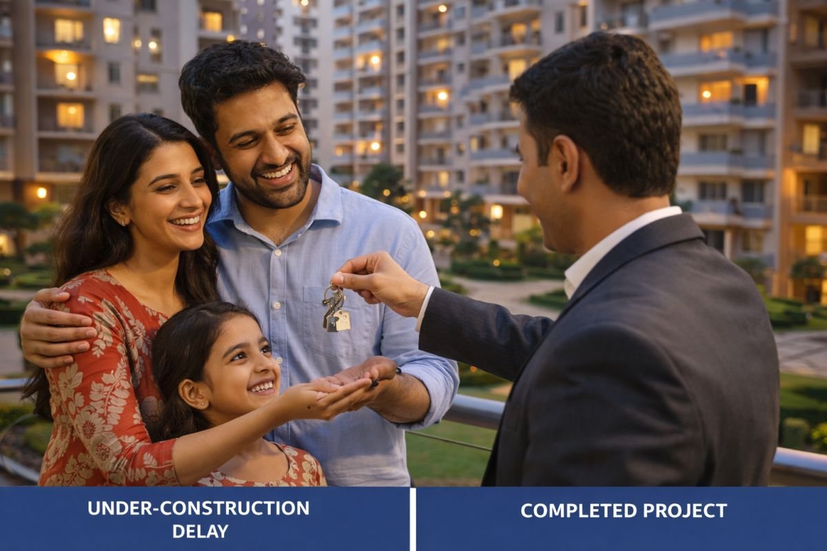 confident home buyer receiving keys modern apartment Gurgaon