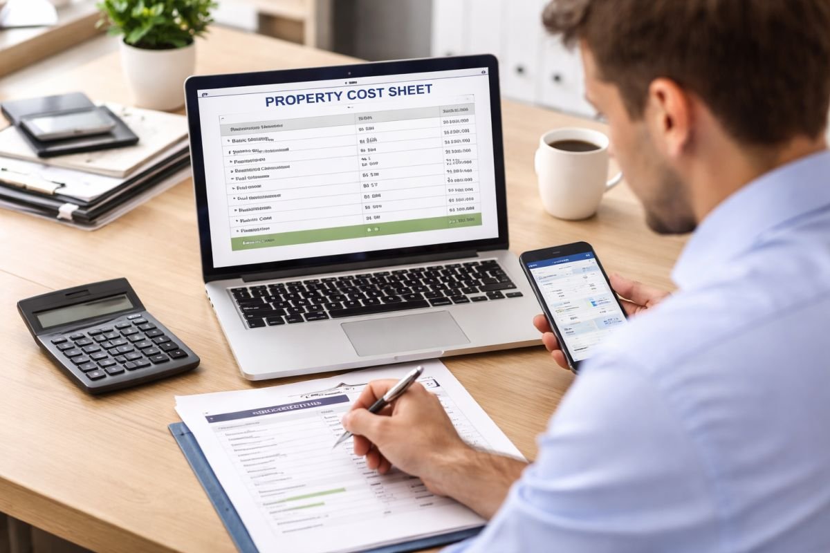 Smart property buyers analyzing cost structure Gurgaon investment