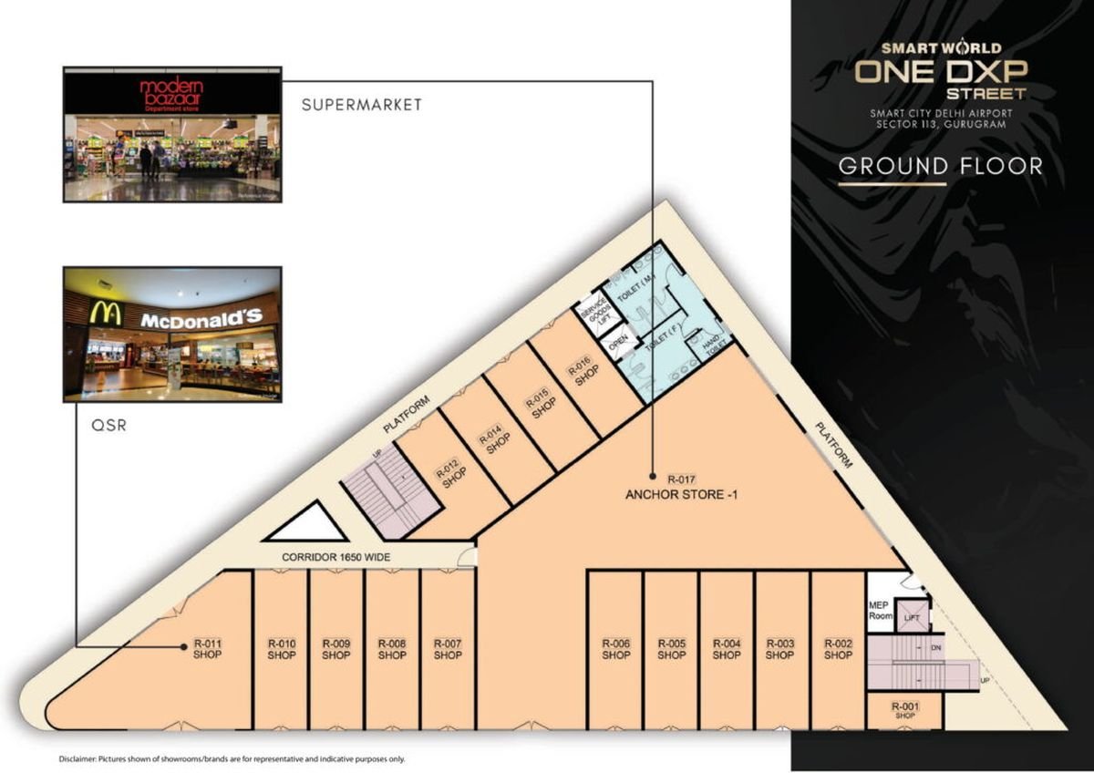 Smartworld One DXP Street floor plan retail layout ground floor upper level zoning
