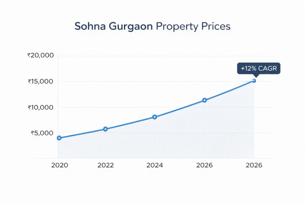Sohna real estate price trend 2020 to 2026 CAGR growth chart