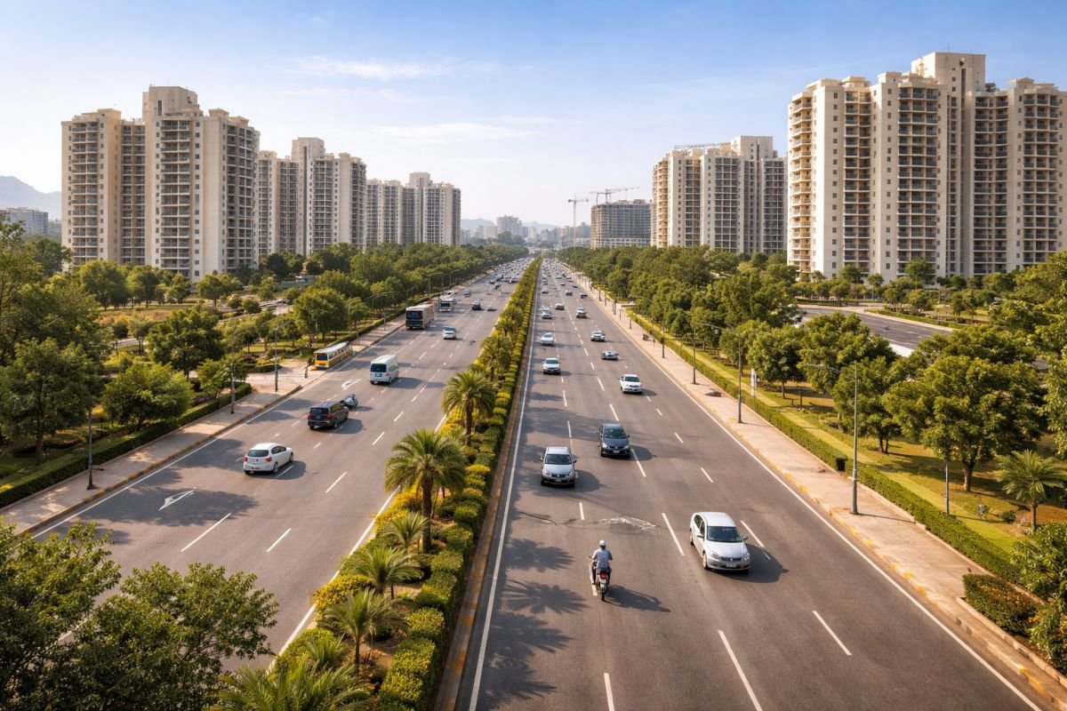 Sohna road connectivity wide highway with residential projects nearby