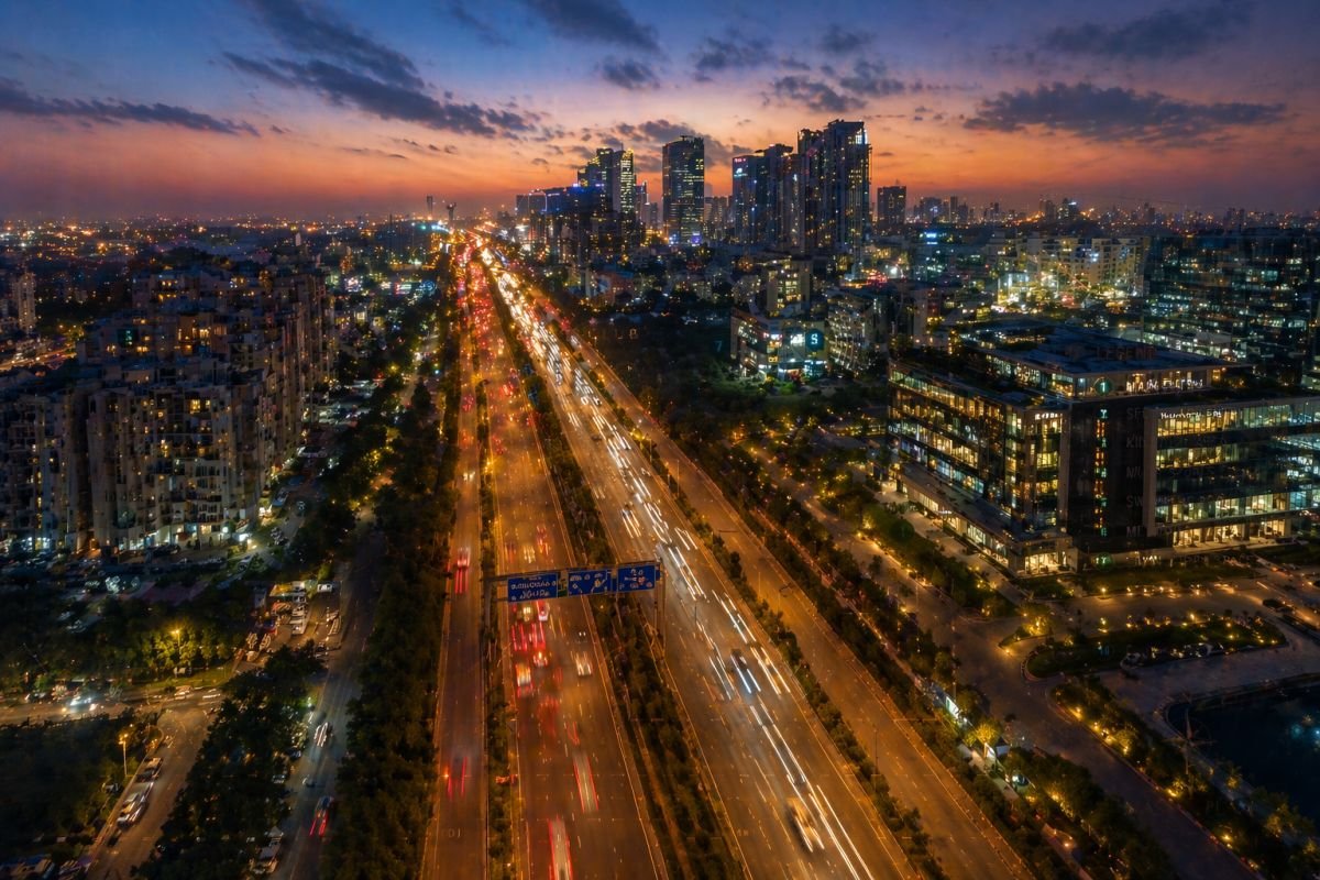 Sohna Road Sector 48 Gurgaon connectivity wide roads skyline infrastructure