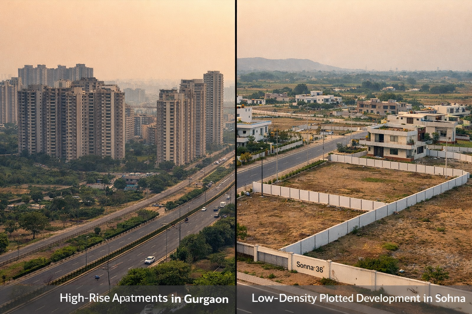 Comparison between Gurgaon high-rise apartments and Sohna plotted development