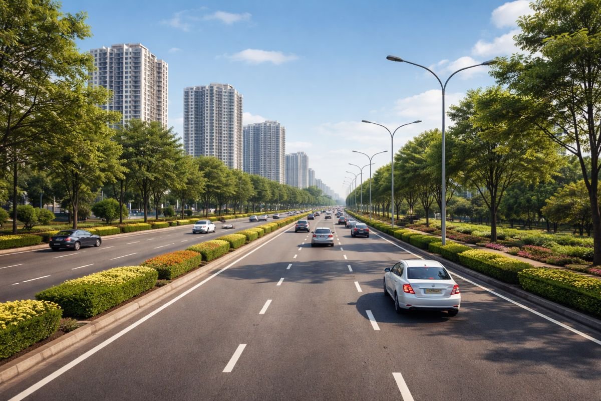 Southern Peripheral Road Gurgaon wide road infrastructure near Sector 69