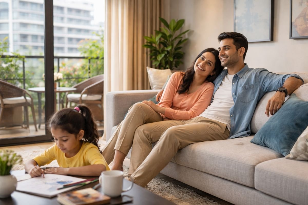 Family enjoying peaceful living in a modern township apartment