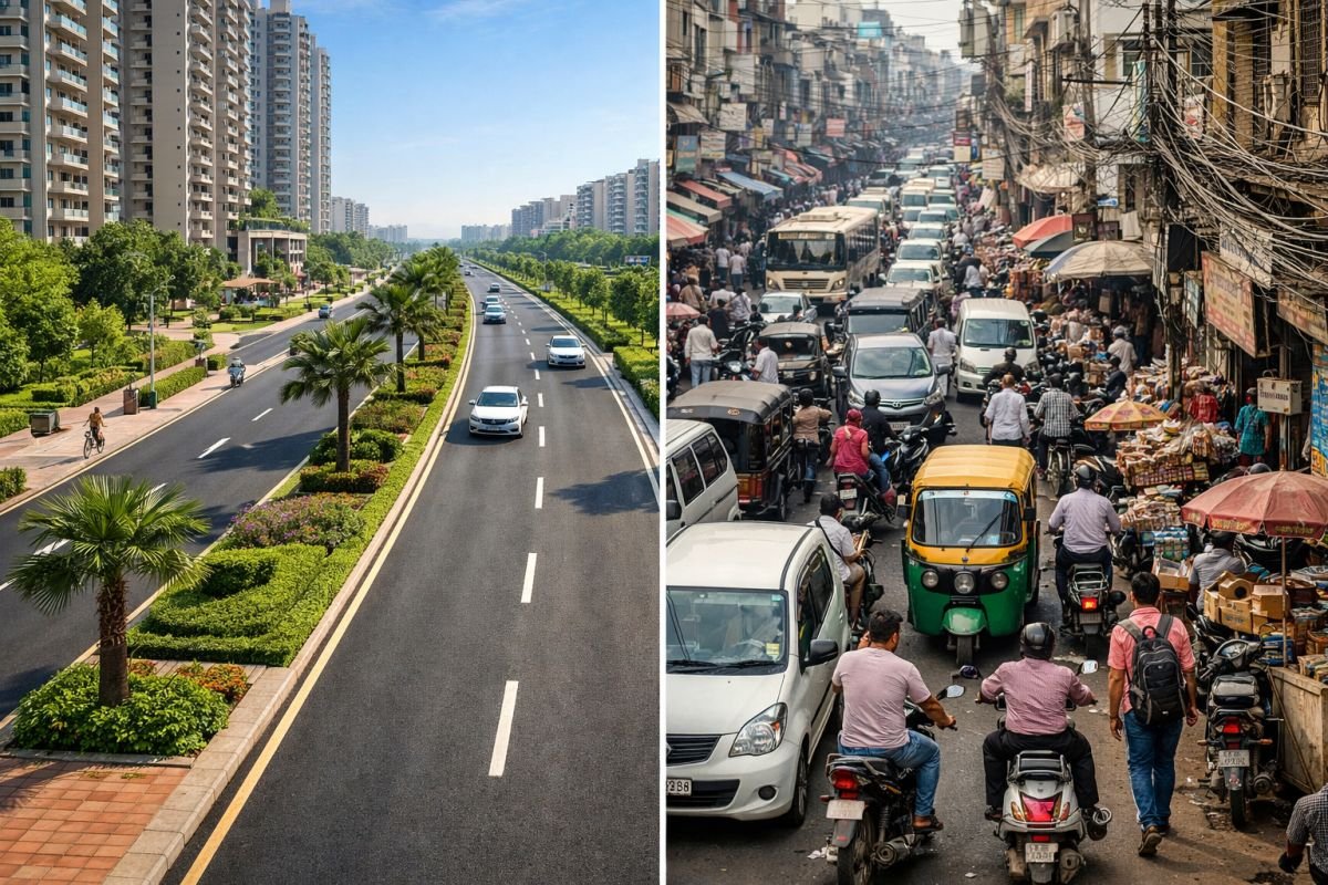 Comparison of planned township roads and congested urban streets