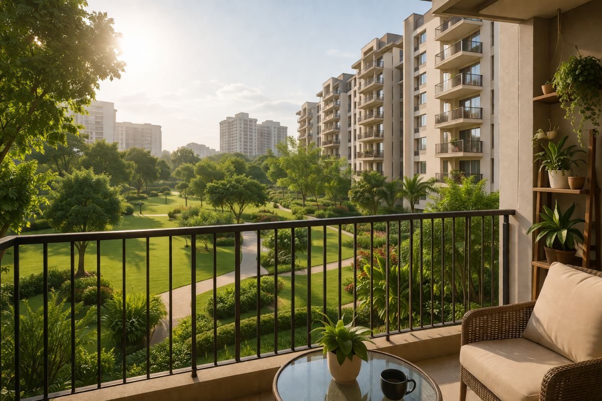 Green view from apartment balcony in Tulip Ace Sector 89 Gurgaon
