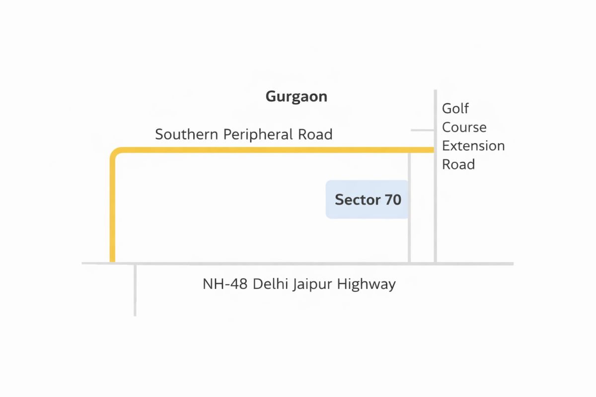 Sector 70 Gurgaon location map Southern Peripheral Road NH48 connectivity