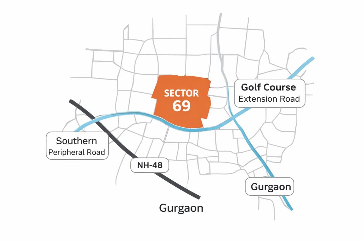 Tulip Leaf Sector 69 Gurgaon location map Southern Peripheral Road connectivity