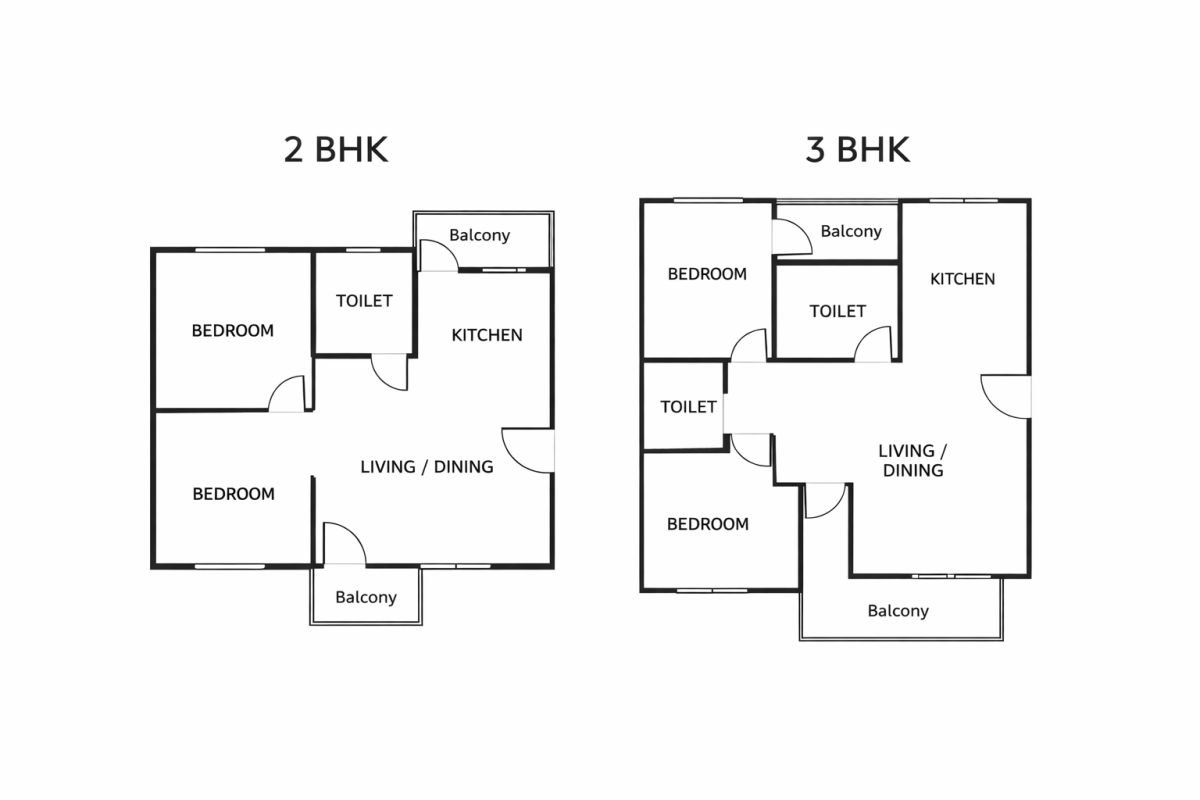 Tulip Purple floor plan 2 BHK 3 BHK apartment layout