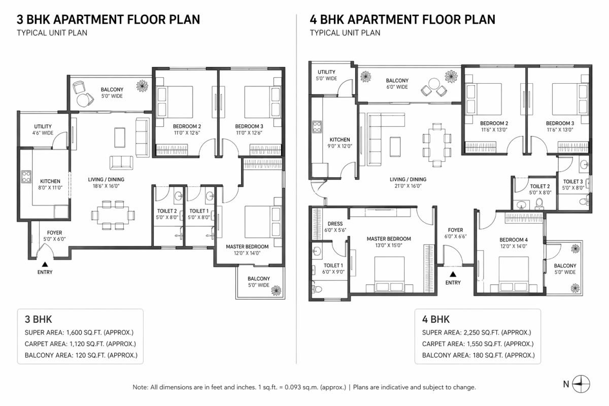Tulip Yellow Gurgaon floor plan 3BHK 4BHK apartment layout top view
