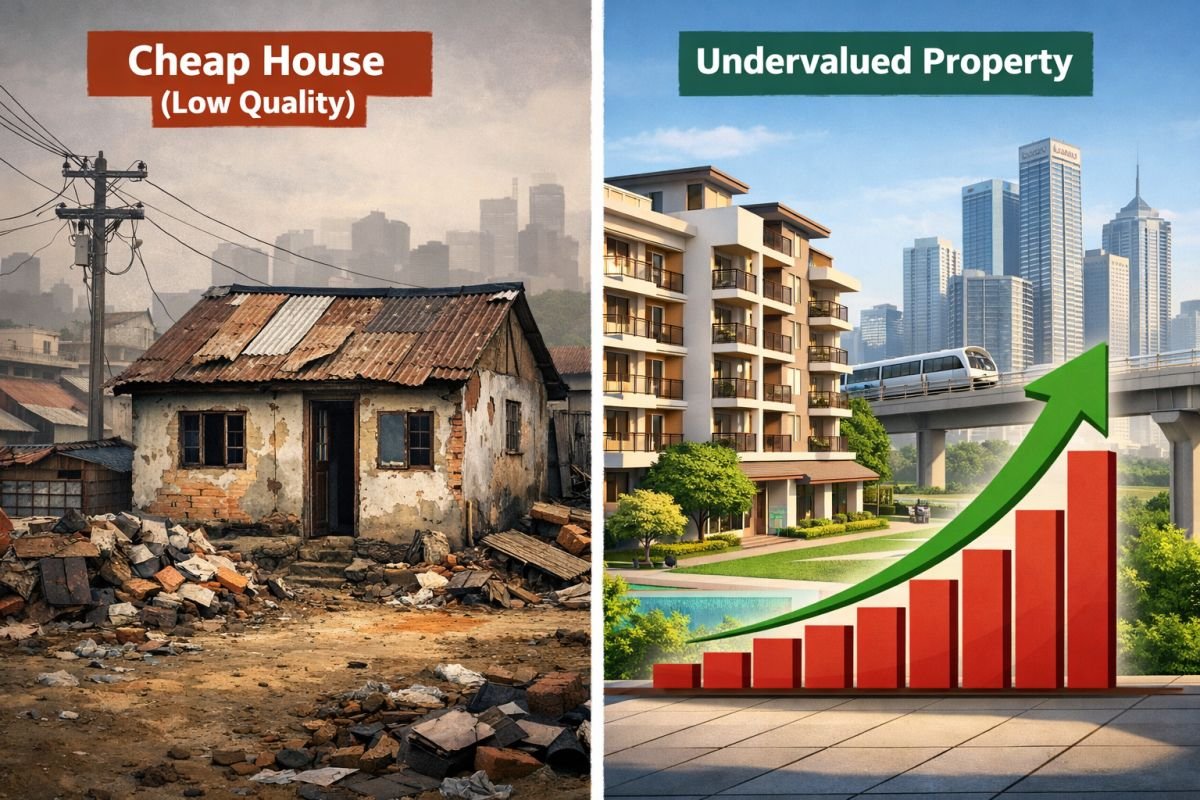 difference between cheap and undervalued property real estate concept India