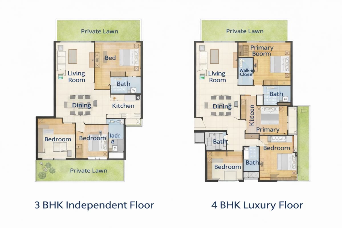 Vatika Signature Villas floor plan 3 BHK 4 BHK layout Gurgaon