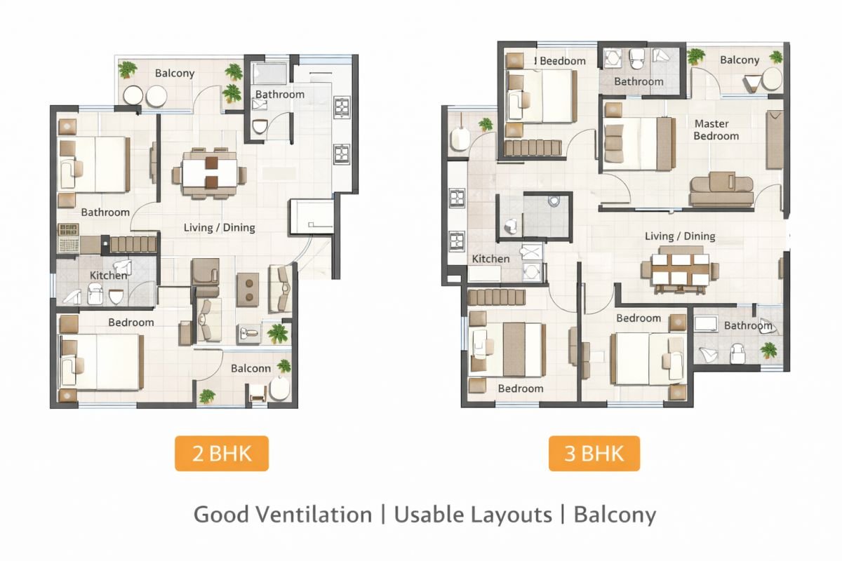 Vatika Lifestyle Homes 2BHK 3BHK floor plan layout Sector 83 Gurgaon