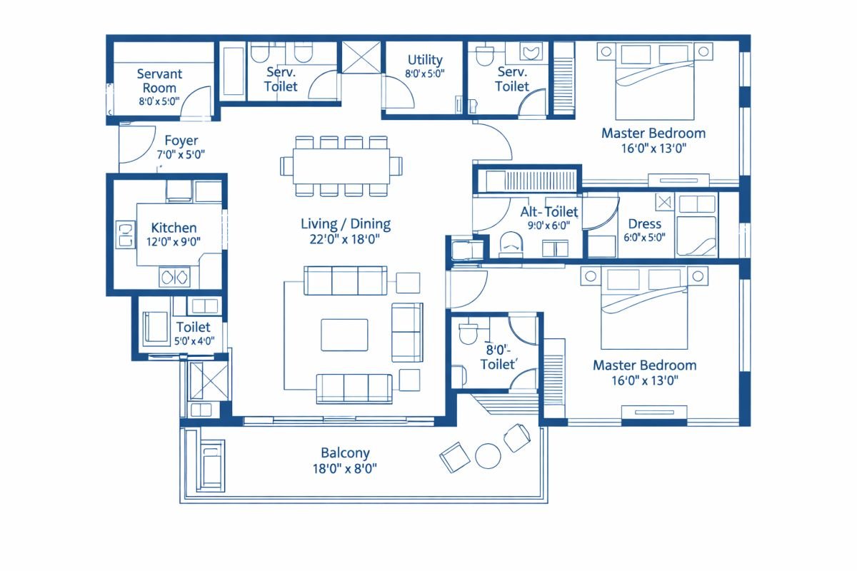 Vatika Sovereign 3 BHK floor plan layout spacious apartment Gurgaon