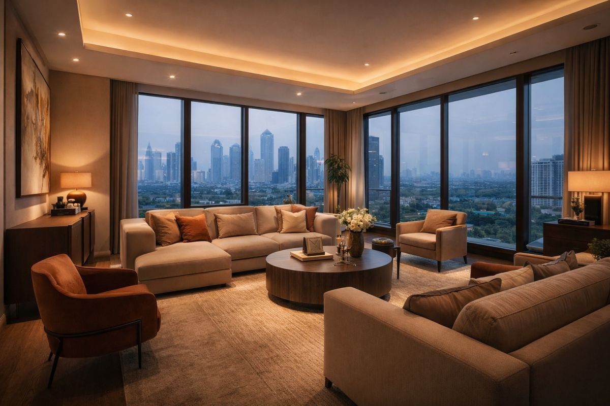 custom designed luxury apartment interior gurgaon modern premium living room
