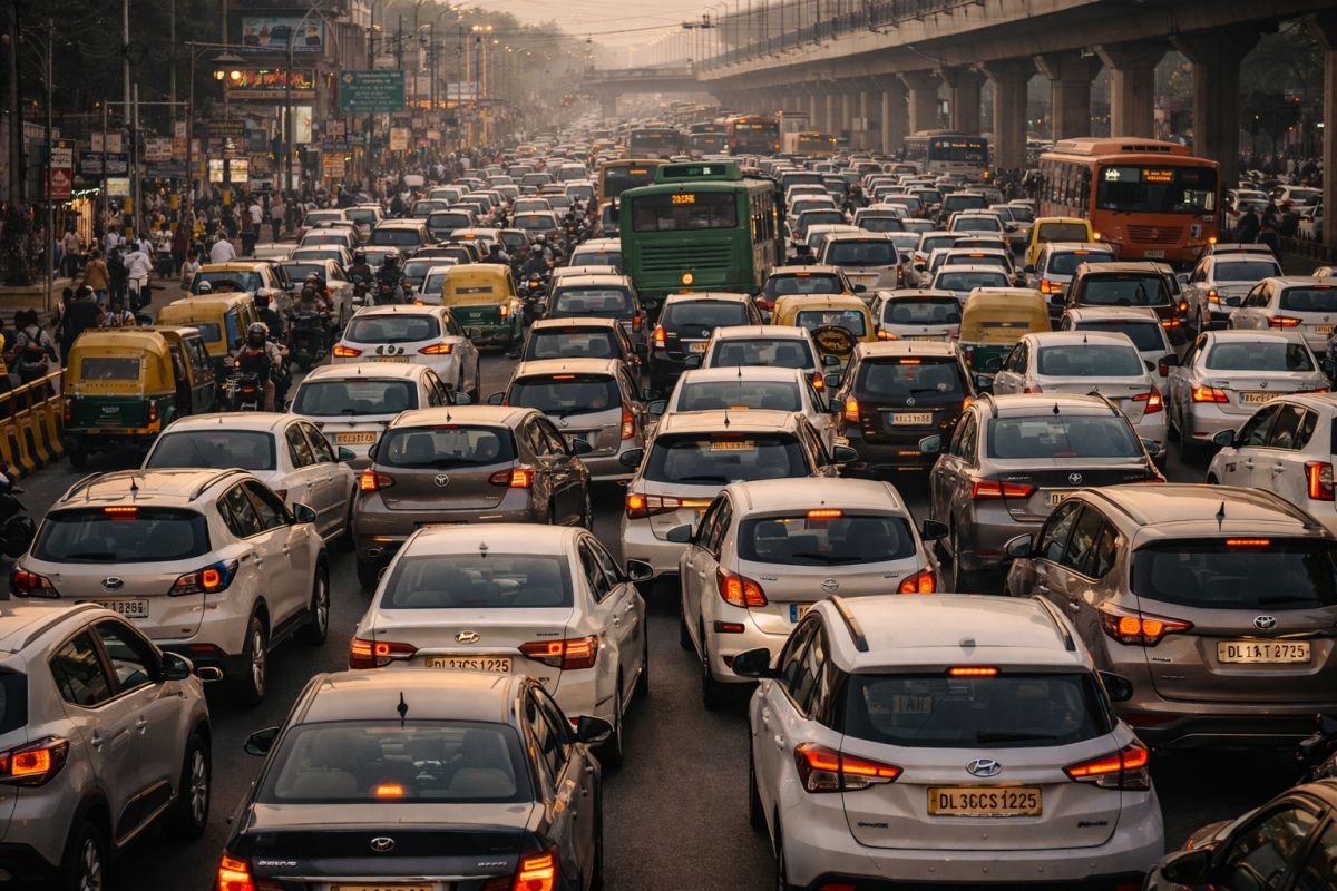 Delhi traffic congestion parking issues urban density
