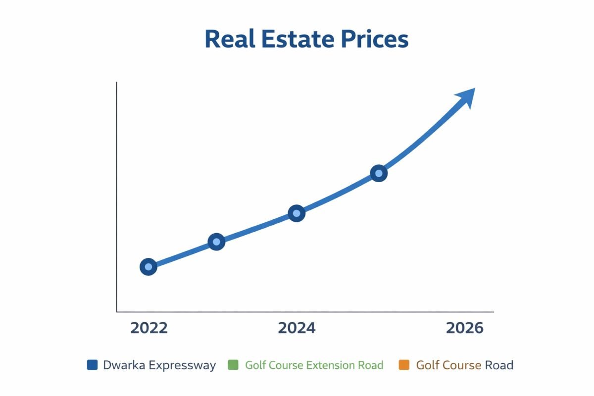 Dwarka Expressway property price trend 2022 to 2026 graph
