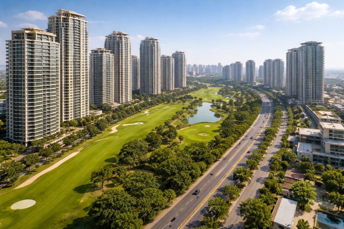 Luxury apartments on Golf Course Road Gurgaon overlooking golf greens