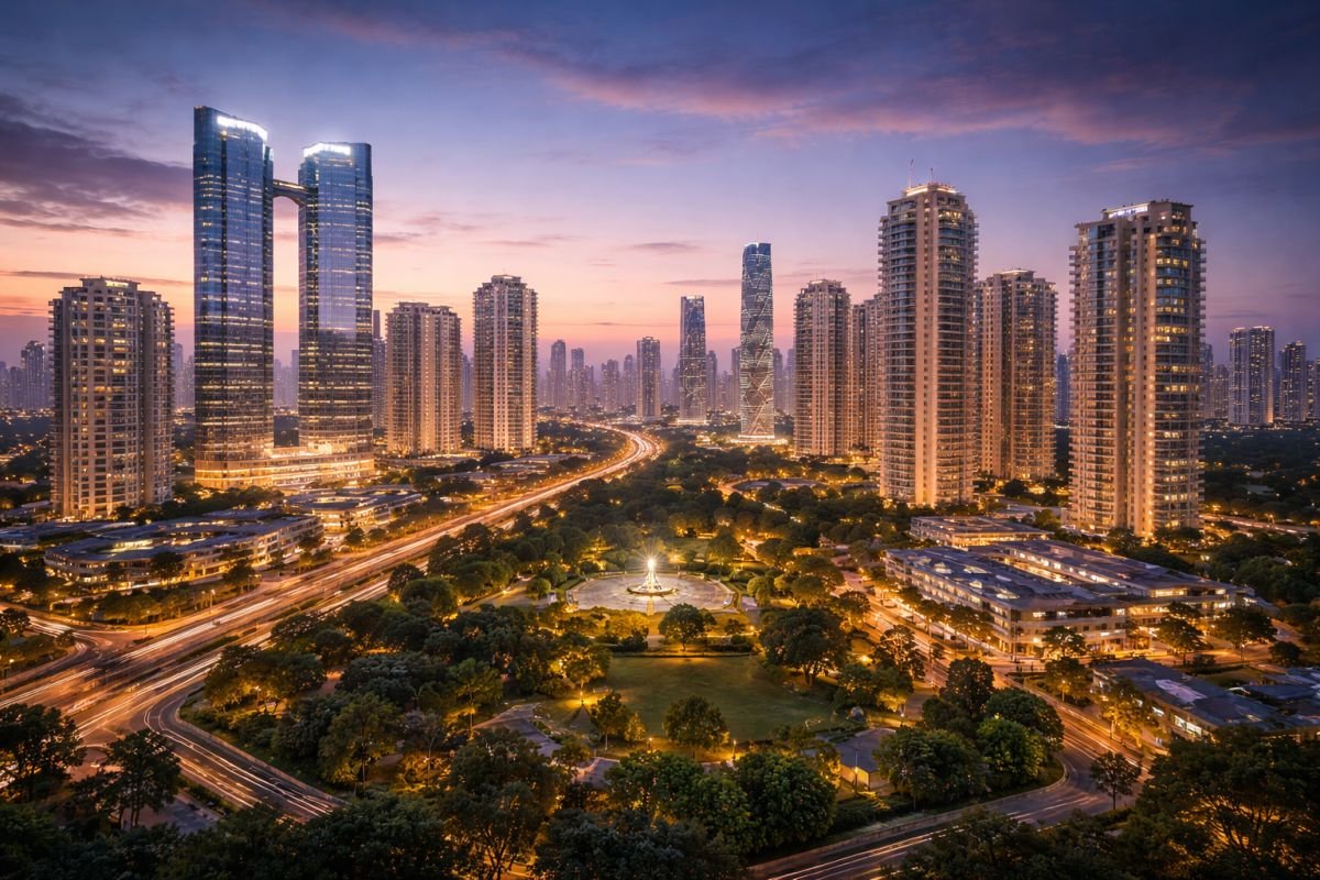 Gurgaon future luxury real estate growth skyline modern city