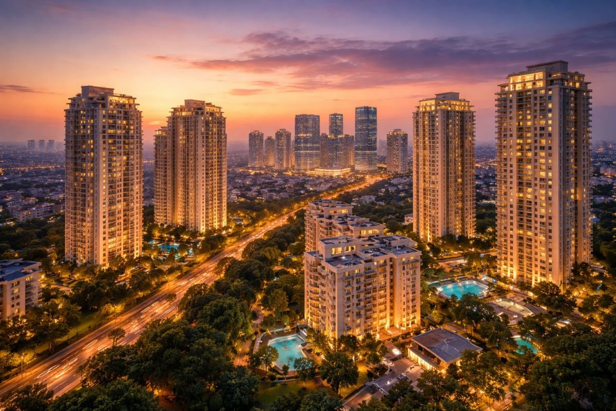 gurgaon skyline with luxury residential towers