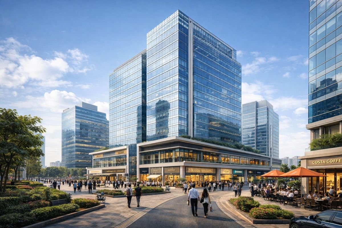 Commercial office tower in Gurgaon mixed-use development