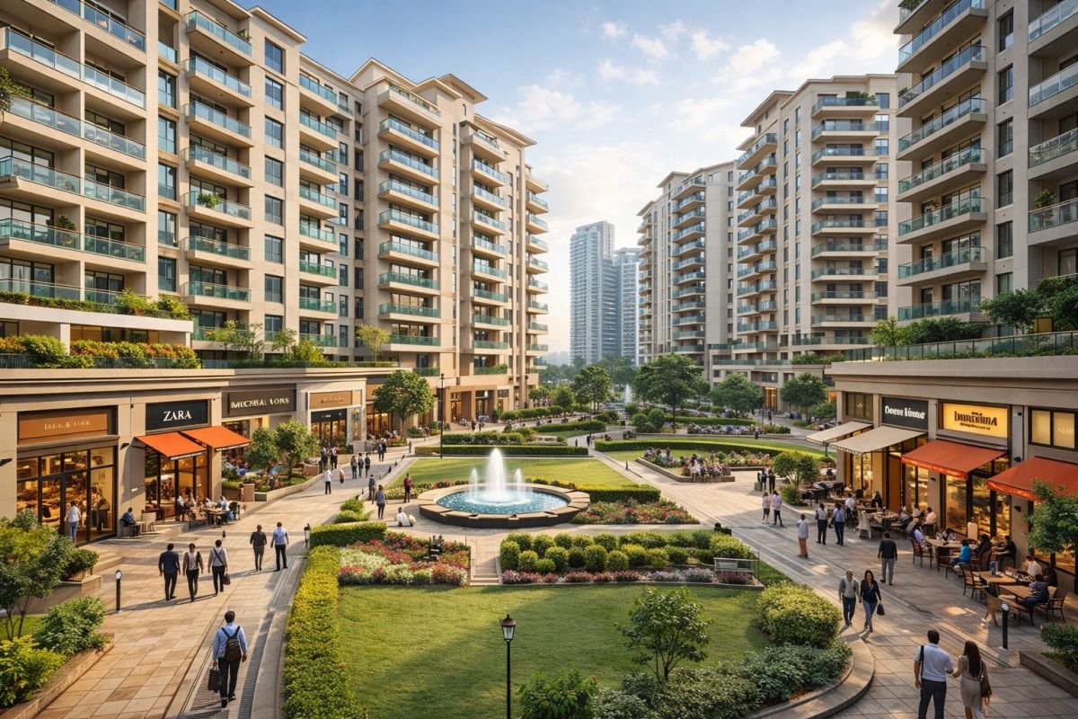 Luxury residential apartments in Gurgaon with integrated retail and lifestyle spaces