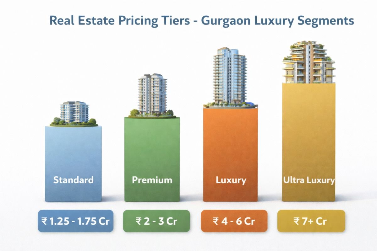 Gurgaon property price bands luxury real estate chart