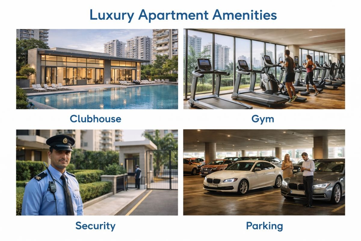 luxury apartment amenities security parking clubhouse Gurgaon