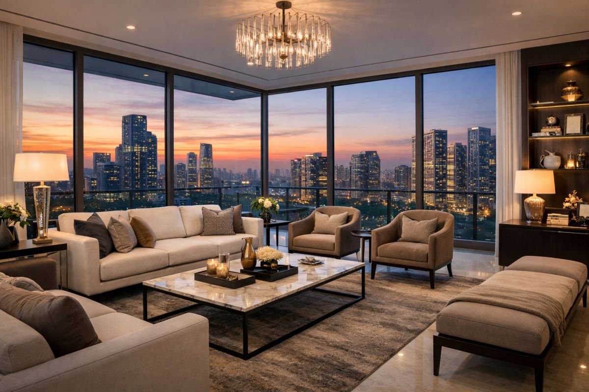 modern luxury apartment interior in gurgaon residential building