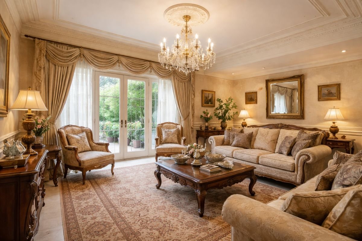 old luxury home interior delhi renovated but outdated layout traditional design