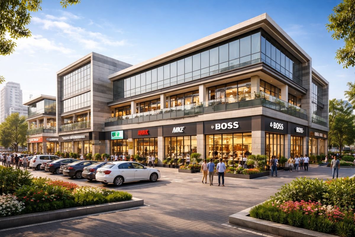 shop cum office building with retail on ground floor