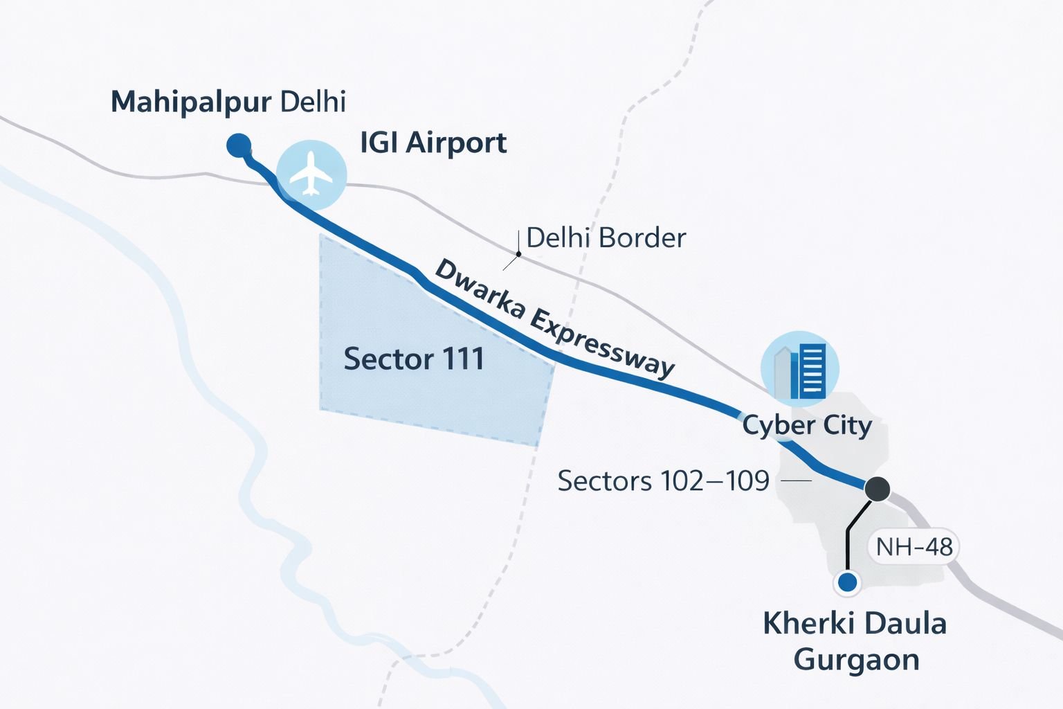 Sector 111 Dwarka Expressway transitional premium node location map