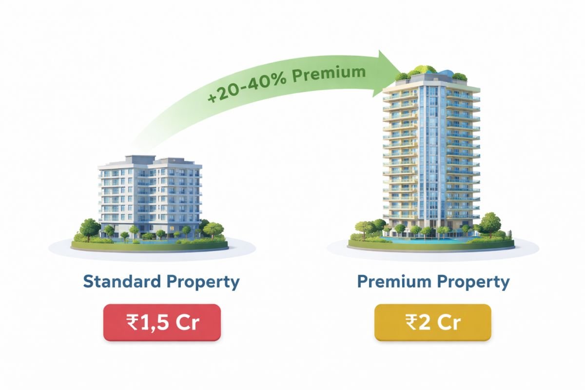 property price premium chart view vs non view apartments