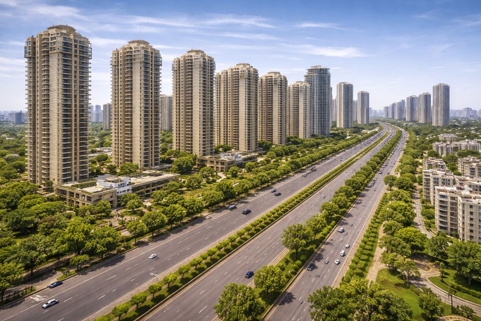 Residential development along Dwarka Expressway in Gurgaon