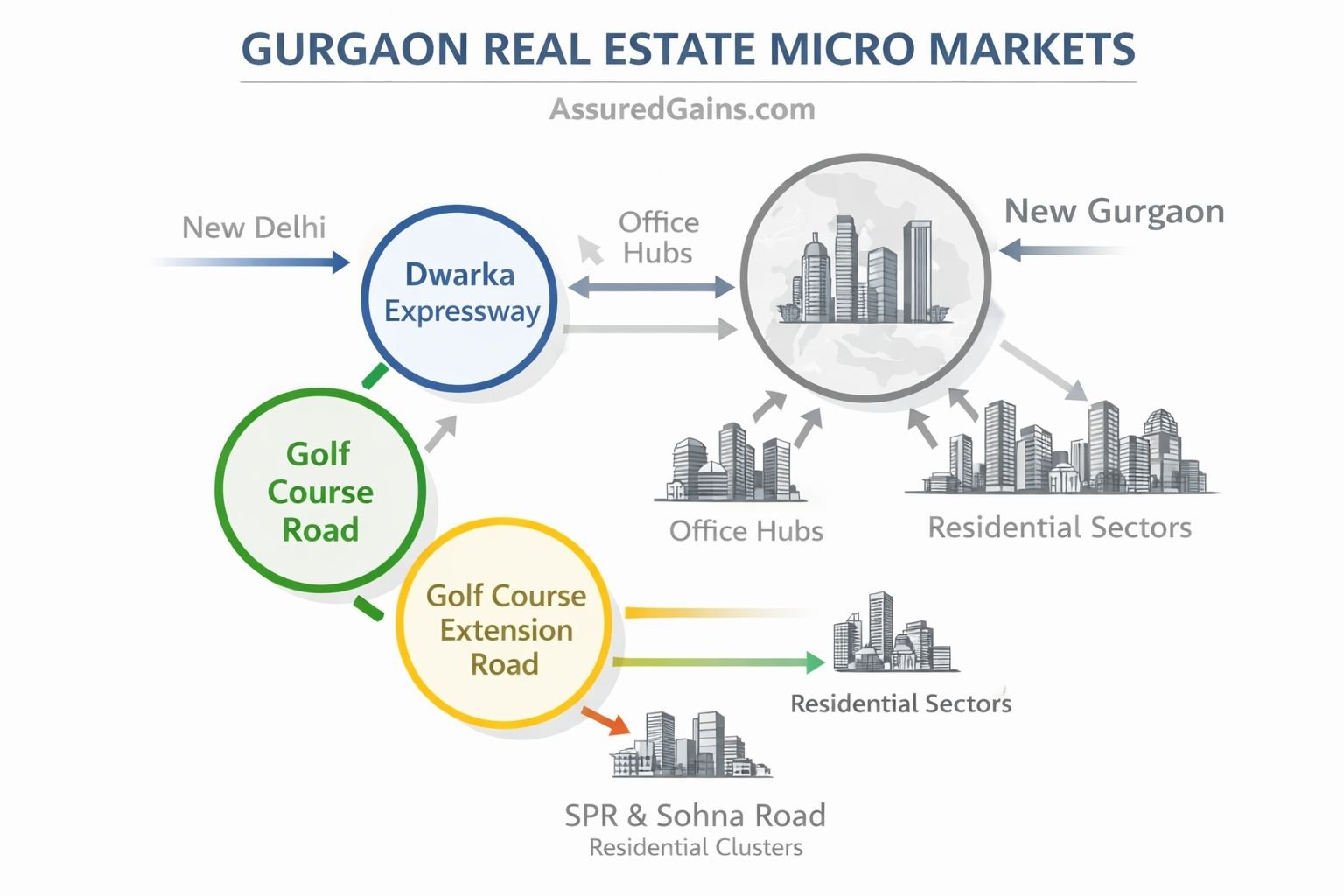 Diagram explaining Gurgaon real estate micro market structure