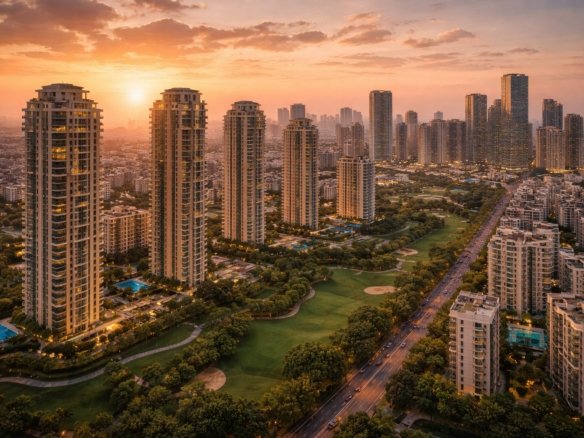 Luxury residential apartments and skyline of Gurgaon