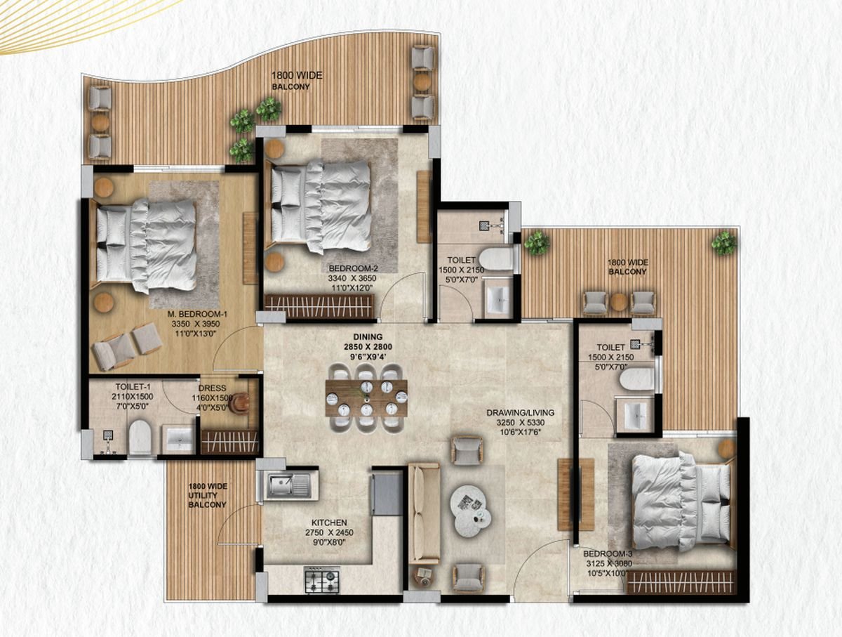 Lamose Gratitude 3 BHK floor plan Sector 84 Gurgaon layout