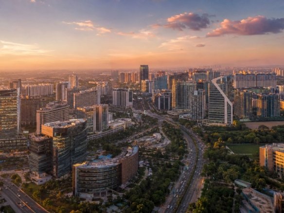 Commercial property investment in Gurgaon skyline with office towers and mixed-use developments