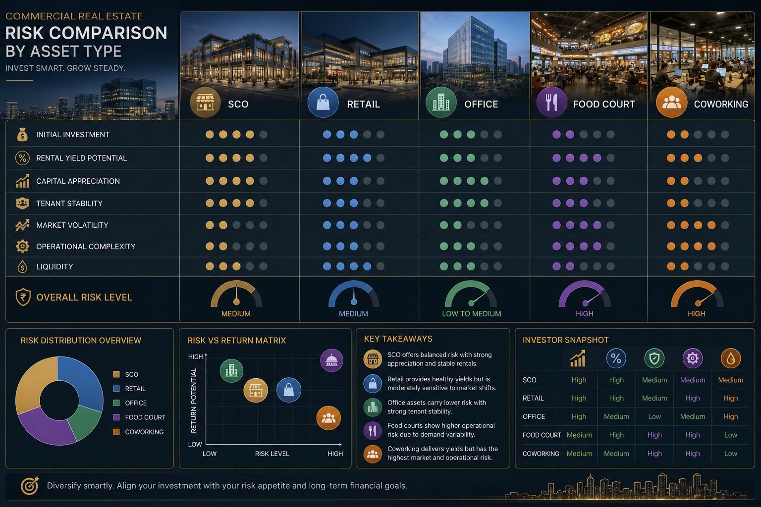 Commercial property risk analysis for SCO retail office and food court investments