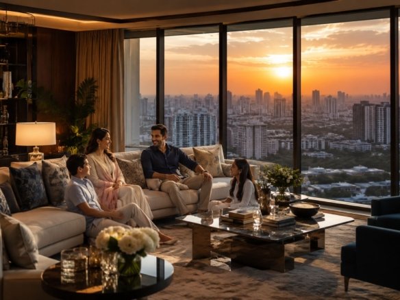 Ultra luxury apartment overlooking Gurgaon skyline with premium modern interiors