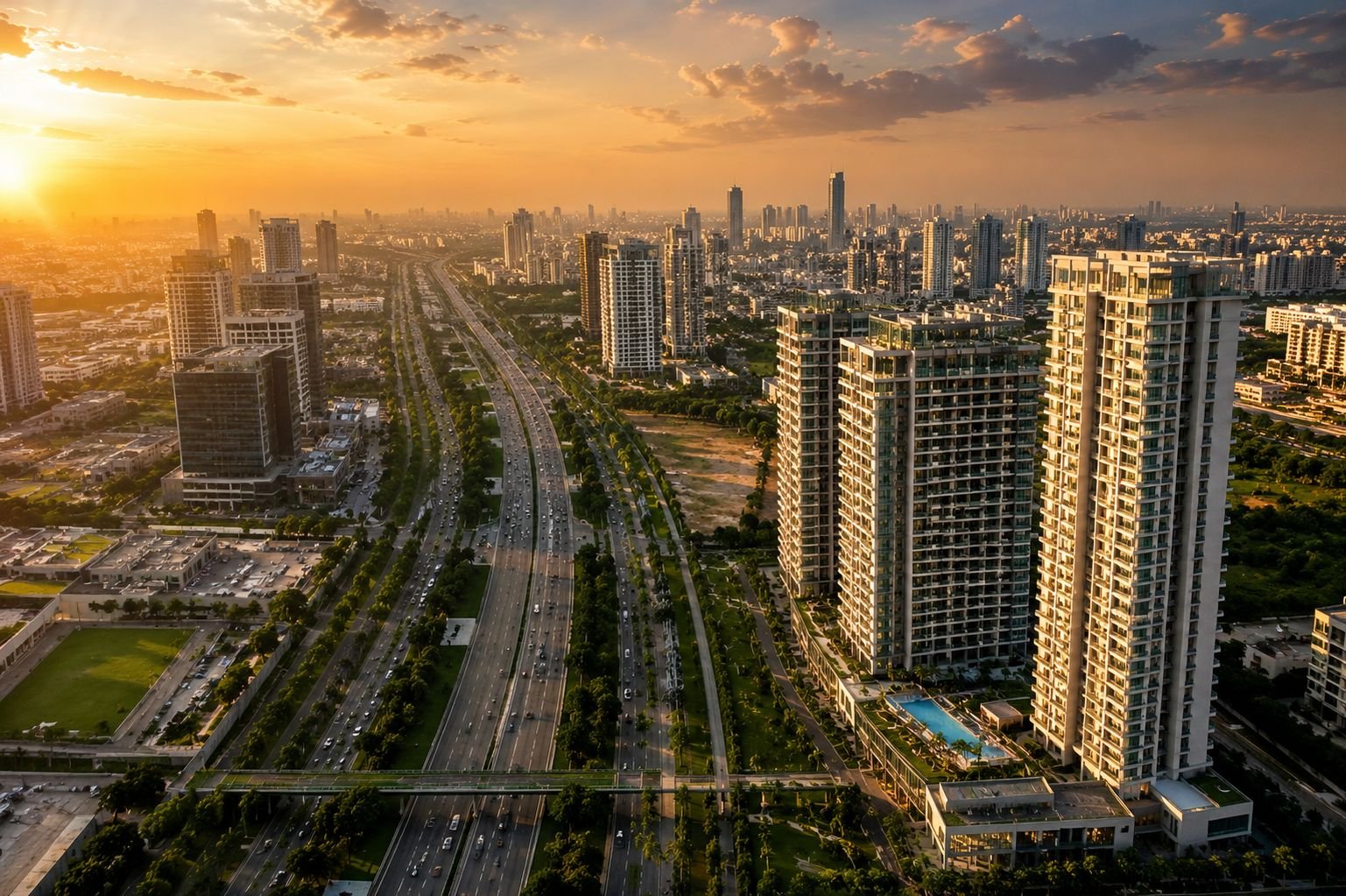 Golf Course Extension Road infrastructure and Gurgaon connectivity corridor
