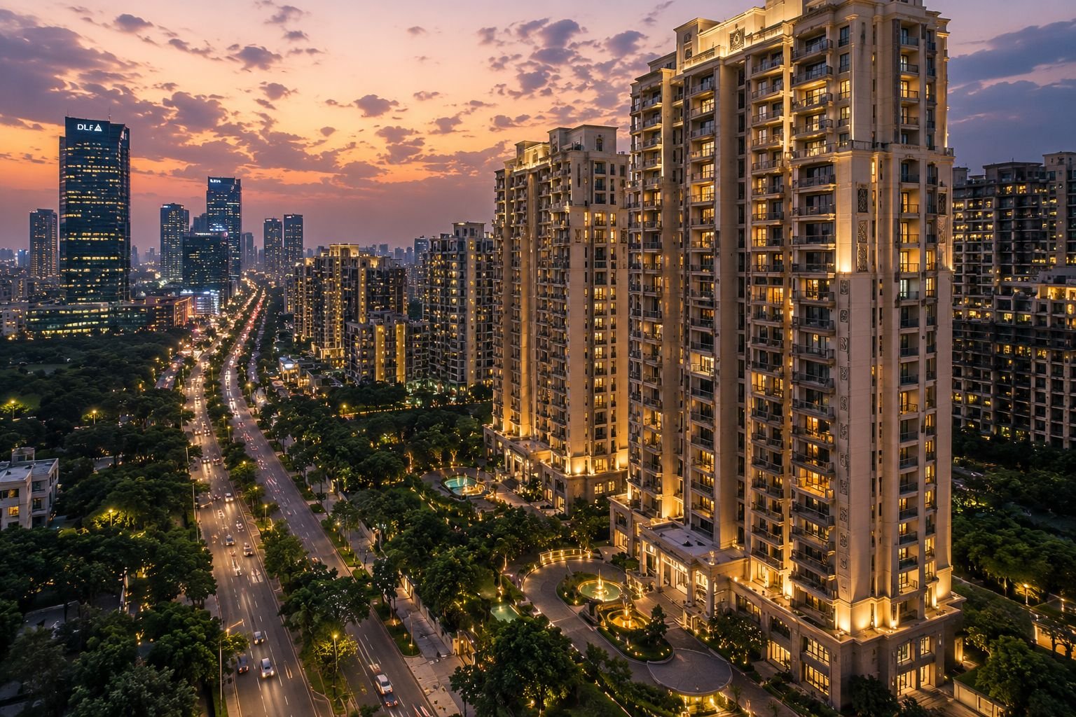 Luxury residential towers on Golf Course Road Gurgaon