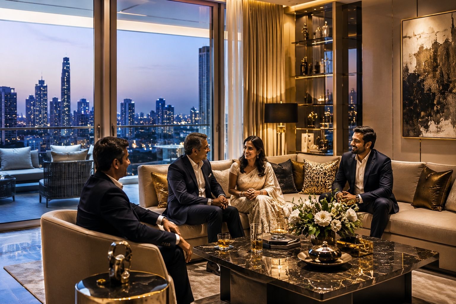 Affluent families inside premium Gurgaon residential development