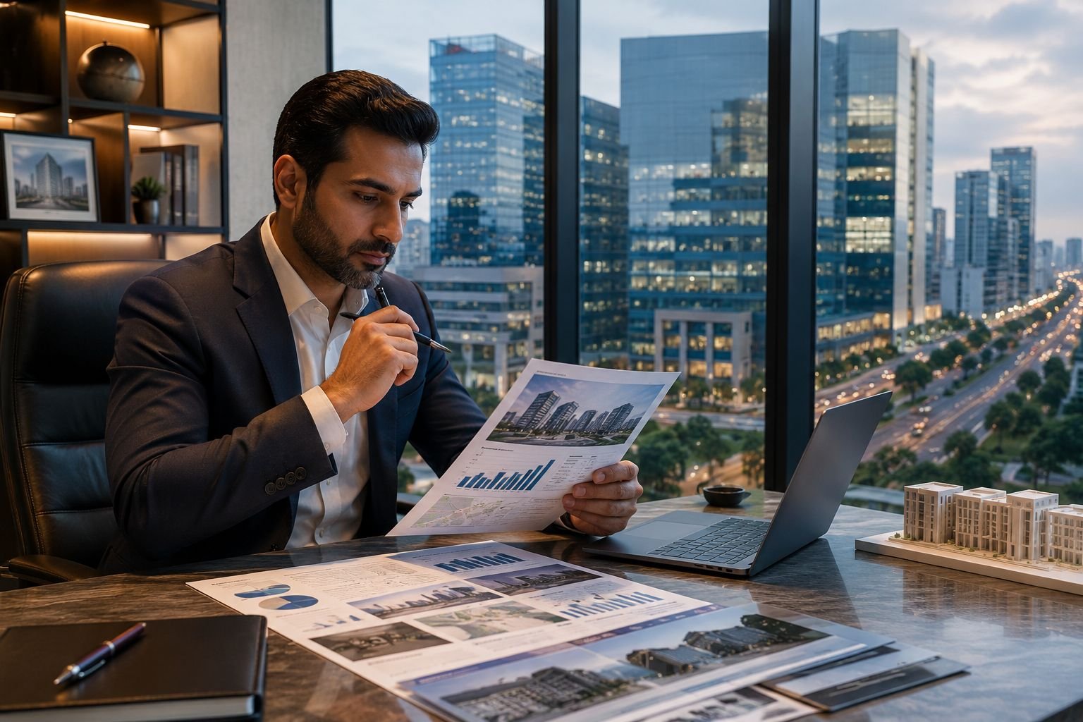 Commercial real estate investor reviewing Gurgaon property opportunities