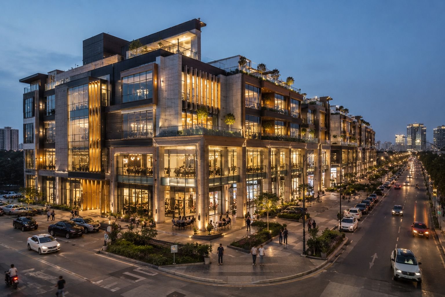 Modern SCO commercial development in Gurgaon with retail shops and office spaces