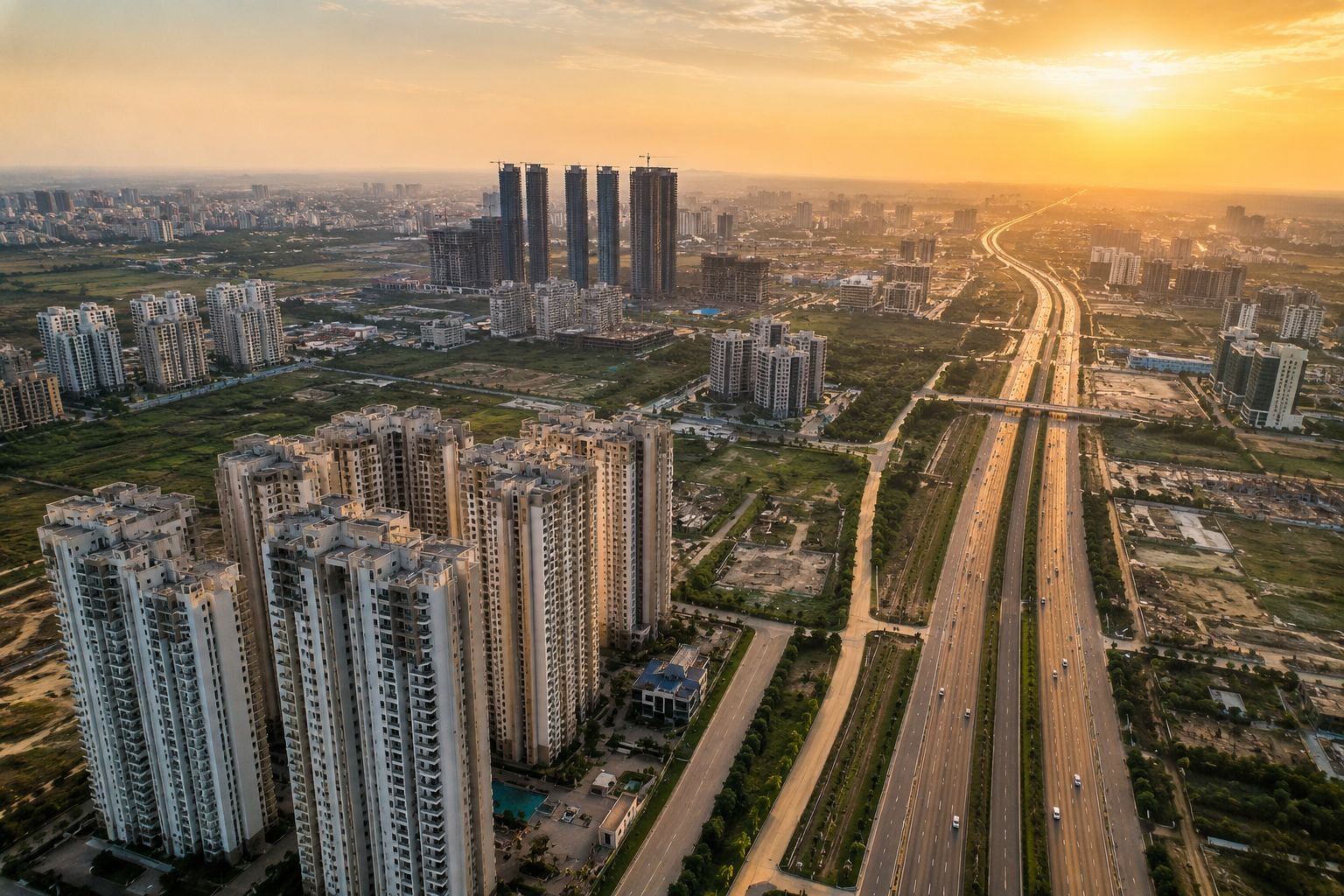Sector 84 Gurgaon skyline with modern premium residential projects near Dwarka Expressway